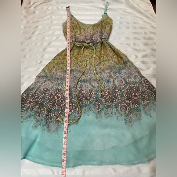 Yumi Sz 2/4 Beautiful Multicolor Mosaic Print Sun Dress Lined Zipper Adj strap - Picture 9 of 16